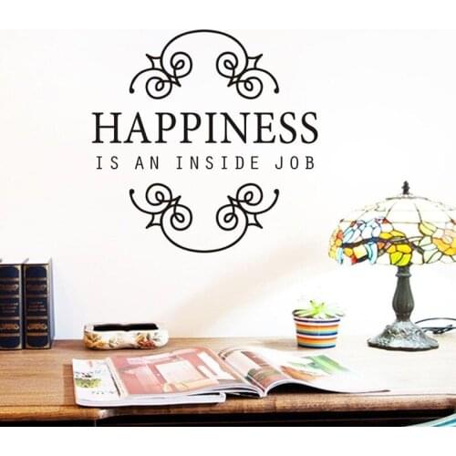 Stickers Happiness In An Inside Job Vinyl Wall Art Decals Wallpaper Living Room Home Decor House Decoration Poster 50 cm x 50 cm