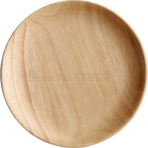 Japanese rubber wood disk log plate household wooden plate creative fruit plate dessert plate dinner plate