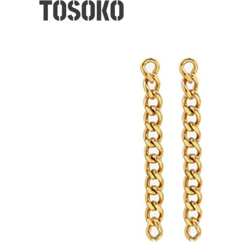 TOSOKO Stainless Steel Jewelry Ins Style Exaggerated Thick Chain Hand Earrings Fashion Earrings BSF383