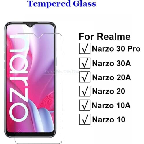 3-1Pcs Glass Screen Protector Film For Realme Narzo 30A 20 20A Tempered Glass For Vidrio Realme Narzo 30 Pro 5G 10 10A Pelicula