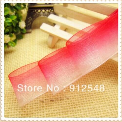 1'' (25mm) Fade Color Gradually Organza Sheer Ribbon Wedding Party Favor Decoration Craft,9814