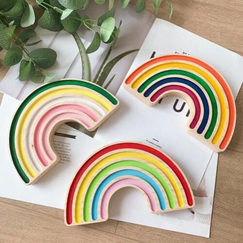 1PC Wall Hanging Wood Rainbow Pendant Ornaments Children Room Kids Room Hanging Ornament Home Decor Photo Props