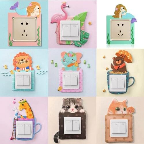 Hot 1pc Luminous Silicone Switch Stickers Creative Power Socket Stickers Home Decoration Cartoon Waterproof Cute Wall Stickers