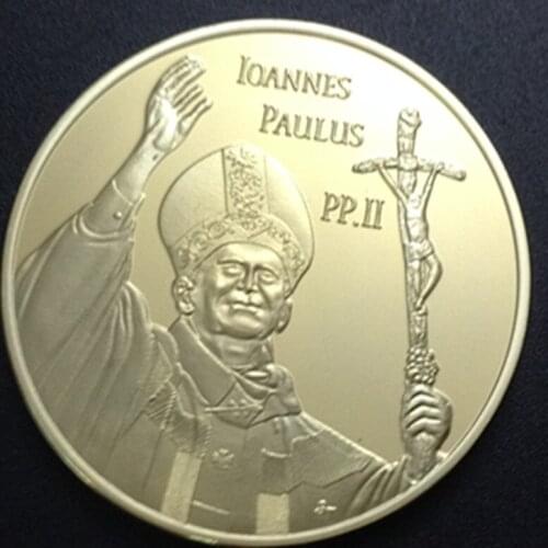 100 pcs Non magnetic The Joannes Paulus Elizabeth Brand new 24k gold silver plated 40 mm metal souvenir decoration coin