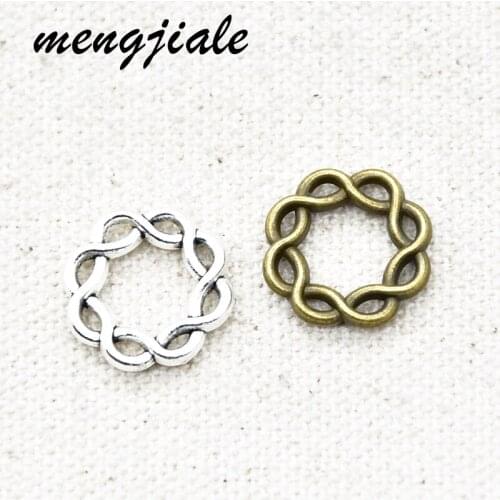 18PCS Wholesale Vintage Metal Hollow Round Charms For Bracelet Making Jewelry Findings