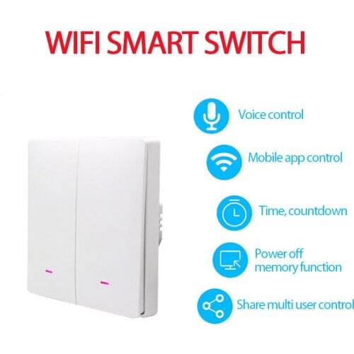 2.4GHz WiFi Smart Switch EU Smart Wall Switch WiFi Button Timing Fuction Home Automation Modules Support Voice Control