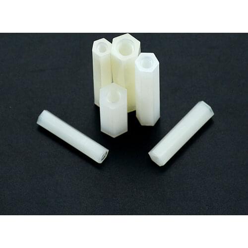 20PCS M4*6-30 White Spacing Screw Column Flat Head Female Double Pass Nylon Plastic Nut For PCB Fixed Hollow Pillar M4x6