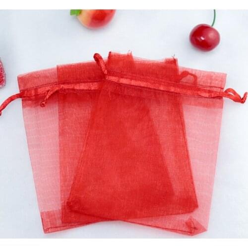 200pcs/lot Red Organza Bags 20x30cm Big Wedding Favors Jewelry Boutique Cosmetics Packaging Bag Organza Christmas Gift Bags