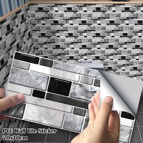 27Pcs/Pack 20x10cm Grey Agate Black Marble Bricks PVC Self-adhesive Wall Stickers DIY Bathroom Kitchen Wall Tile Stair Sticker