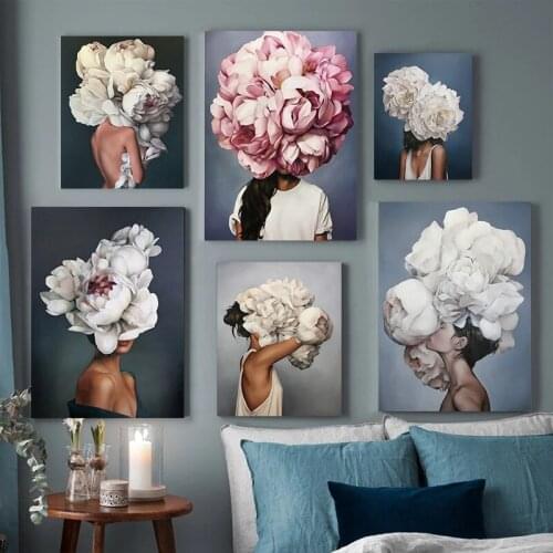 Diamond Embroidery Flower and Women DIY Paint 5D Diamond Painting Flower Cross Stitch Portrait Rhinestone Home Decoration