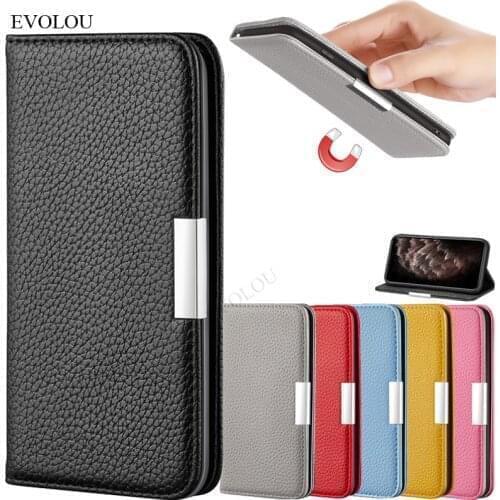 For iphone 12 pro Max Case Litchi Leather Magnetic Wallet Cover for iphone 12 mini 11 XR XS Max SE 4.7 Business Flip Phone Cases