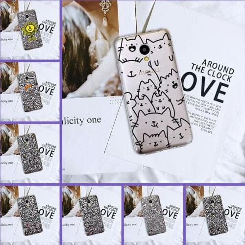 Cartoon Cat Flower Back Cover For Meizu M6 M5 M3 M2 Note Soft Phone Case Silicone For Meizu M2 M3 M3S M5 M5C M5S M6 M6S M6T Edge