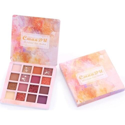 Cmaadu Eyeshadow Palette Makeup Cosmetics Diamond Glitter Metallic 16 Colors Nude Creamy Pigmented Professional Mini Shadow Kit