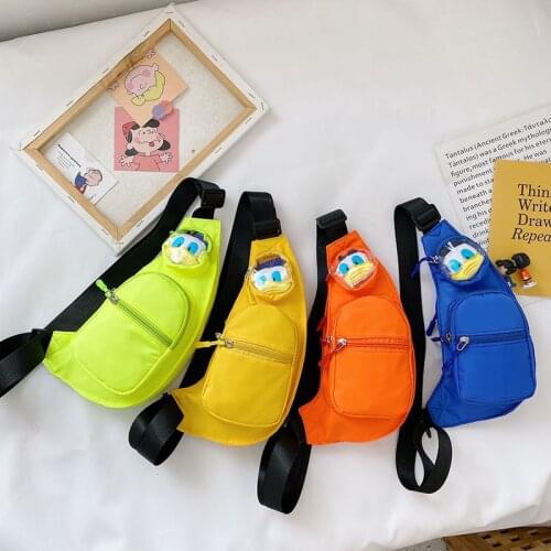 Cartoons Child Canvas Duck Kids Chest Bag High Capacity Kidney Banana Shoulder Waist Bags Crossbody Bag
