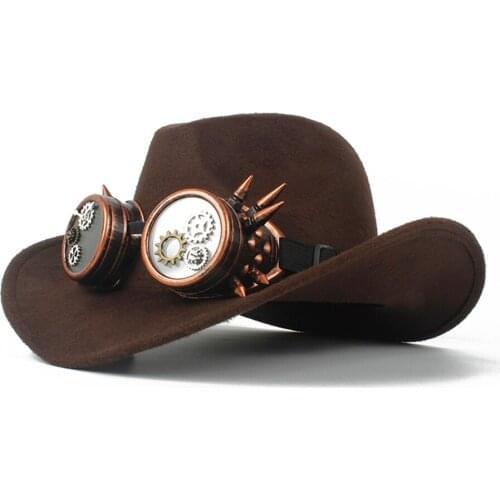 Child Kids Steapunk Hollow Western Cowboy Hat Roll-up Brim boy girl Outblack Sombrero Hombre Jazz Cap Size 52-54