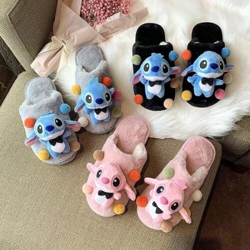 Disney cartoon Stitch big childrens cotton slippers girls ladies fall/winter household non-slip parent-child warm cotton shoes
