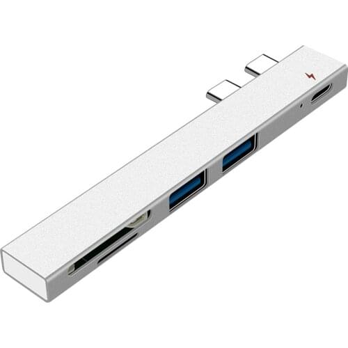 Dual Type C Adapter Dock hub usb c splitter with Card reader TF SD PD charger hub multipuerto for PC computer Micro 40Gb/s data