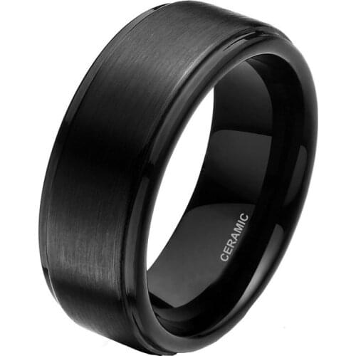 Eamti 8mm Ceramic Ring Men Wedding Band Engagement Rings Men Jewelry Bague Ceramique Maleanel Masculino Black Rings For Women