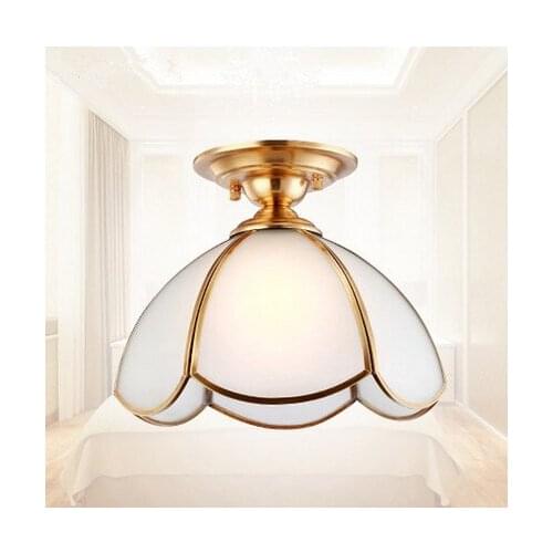 European copper white frosted glass Ceiling lights Handwork soldering E27 LED lamp for cafe&porch&pavilion&stairs&bar BRSXDD005