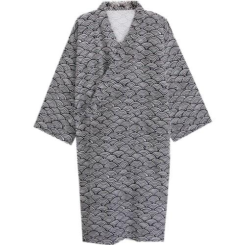 Men Bath Robe Fashion Printing Kimono Robe Sleepwear Nightgown Loose Mid Length Bathrobe Mens Sleep Lounge Underwear 2021