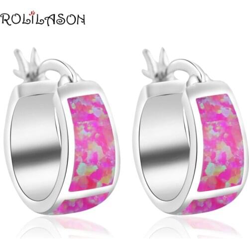 Fine Jewelry Floating charms Fantastic Hoop Earrings for women Red Fire Opal Silver Stamped Fashionl Jewelry OE359