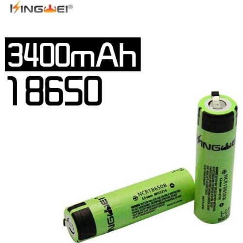 Kingwei new original NCR18650B 3.7V 3400 mAh 18650 lithium battery for Panasonic battery + DIY nickel piece