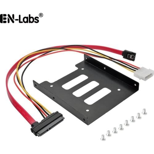 SATA 22Pin to SATA3 & Molex 4Pin Data Power Combo Cable w/ 2.5 to 3.5 SSD HDD Adapter Hard Disk Bracket Mounting Kit for PC Case