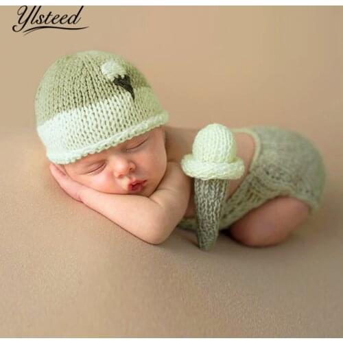 Ylsteed 3 Pieces Set Baby Boy Photo Props Crochet Newborn Picture Outfits Newborn Portrait Photography Baby Pics Photo Ideas