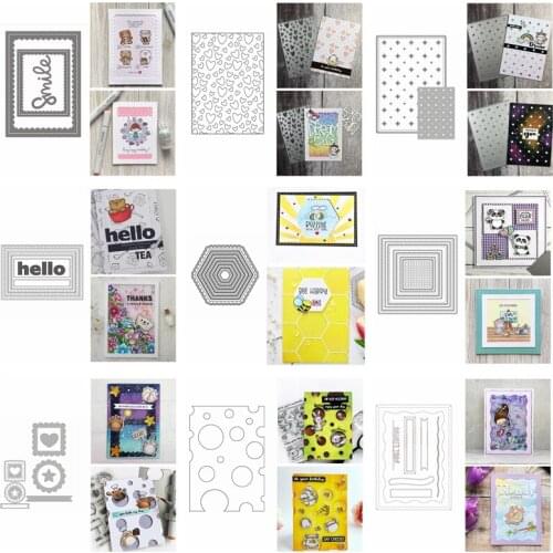 Cheese Background Square Rectangle Frame Hello Smile Metal Cutting Dies Scrapbook DIY Crafts Card Album Make New Dies 2020