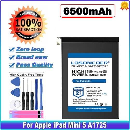 LOSONCOER A1725 6500mAh Top Brand 100% New for Apple iPad Mini 5 A1725 Batteries