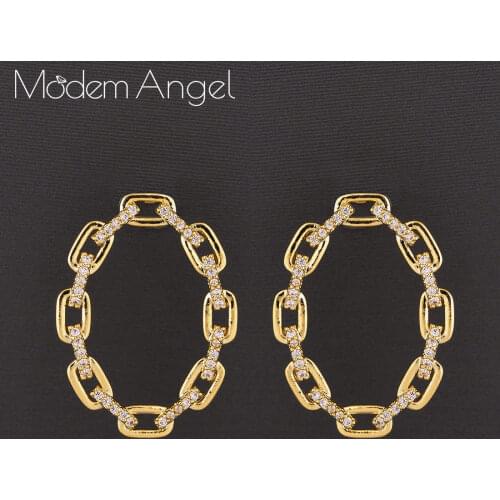 ModemAngel Luxury Chain Design AAA Circle Cubic Zirconia Dubai Women Wedding Engagement Party Fashion Jewelry Earrings