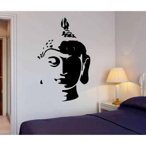 Bedroom Wall Decal Buddha Head Home Decor Religion Vinyl Wall Stickers Room Decorations Murals Removable Wallpaper A490