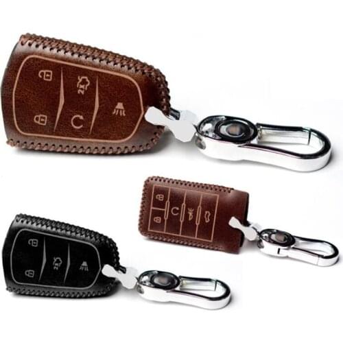 Genuine Leather Car Key Cover Cases For Cadillac Escalade SRX XTS ATSL SLS CTS STS ATS BLS Key Case Keyless Entry key holder
