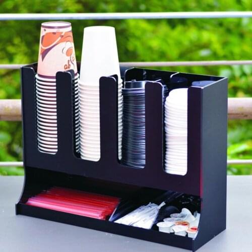 Coffee Condiment Organizer Countertop Disposable Cup Dispenser Container