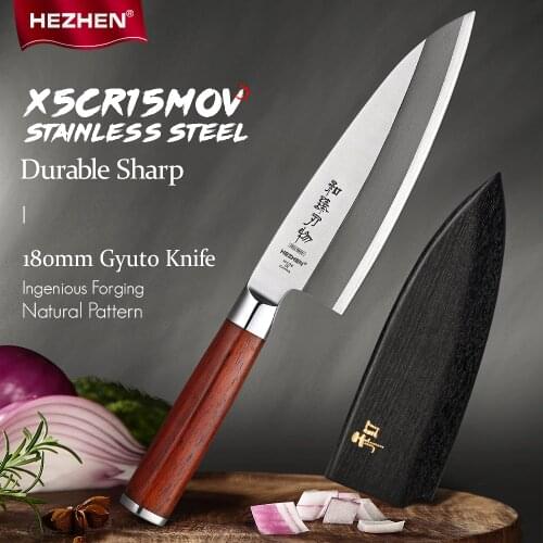 HEZHEN 180mm Deba Knife Sharp Filleting Knife Slicing Seafood Fish Aquatic Products Processing Tool Fishing Bait Knives