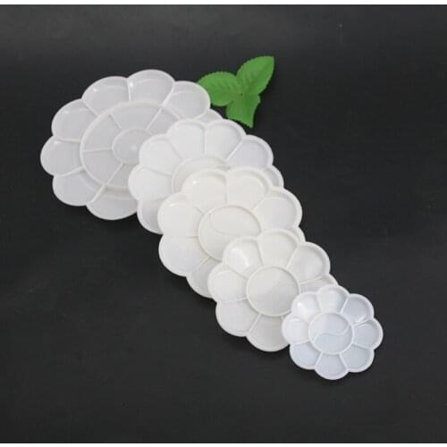 4 Size Palette Plum Blossom Paint Tray White Plastic Palette Artist Oil Watercolor Palette Pigment Tray Art Painting Supplies