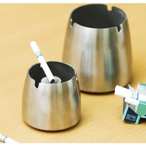 Stainless steel ashtray with smoke column Bar KTV thickening creative smoke Windproof office applies