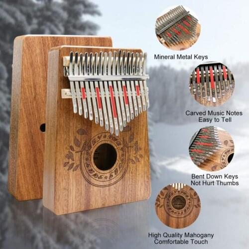 17 Keys Kalimba Finger Thumb Piano Carimba Wood Mahogany For Beginner Tune Hammer Portable Thumb Piano Musical instrument