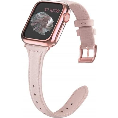 For Apple watch band 38mm 40mm 42mm 44mm genuine leather watch strap with soft TPU protective case for iWatch series 4 3 2 1