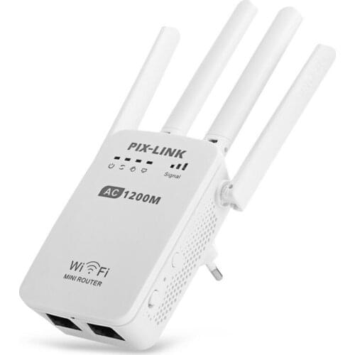 PIXLINK AC1200 WIFI Repeater Router Access Point Wireless 1200Mbps Range Extender WiFi Signal Amplifier 4External Antennas AC05