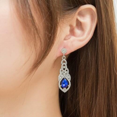 New Earring Exaggerated Shiny Bride Wedding Earring Classic Rhinestone Long Earring Party Jewelry Gift Valentines Day