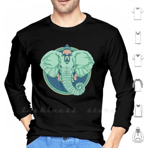 An Elephant Never Forgets Hoodie Long Sleeve Elephant Wild Blue Green Gold Orange Wisdom Vector