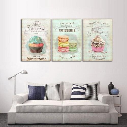 Modern Retro Abstract Restaurant Dessert Bread Canvas Paints Home Decoration Kitchen Wall Art Painting Frameless