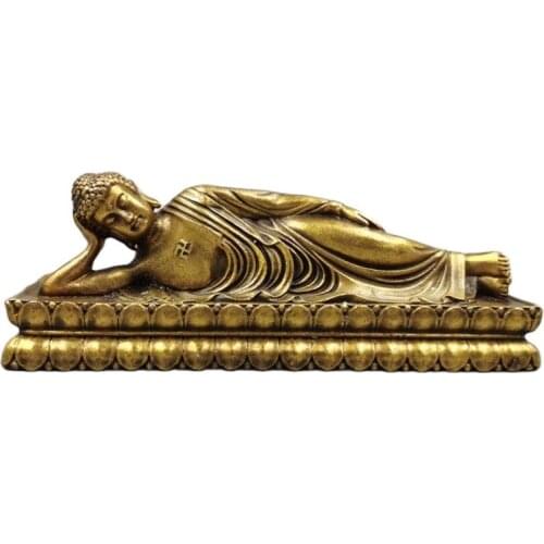 Pure copper Sleeping Buddha Buddha Buddha Sakyamuni Buddha Buddha Nirvana bronze Sleeping Buddha home decoration handicraft orna