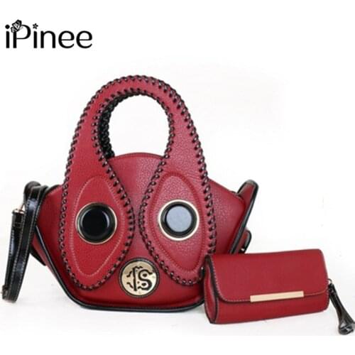 IPinee 2pcs/Set Shoulder Bag For Women PU leather Handbag Luxury Lady Totes Bag Trendy Solid Color High Capacity Bag