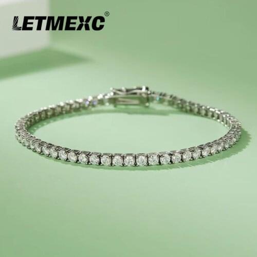 3mm Moissanite Diamond Tennis Bracelet S925 Sterling Silver Gold-plated Mens and Womens Jewelry Fashion Personality Matching