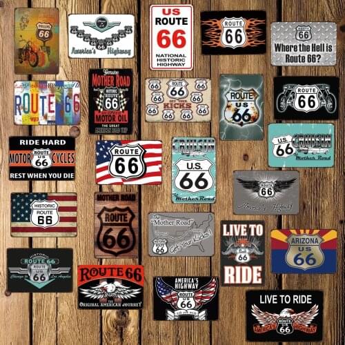 [ WellCraft ] Route 66 LIVE TO RIDE Motor oil Metal Signs Wall Poster Decor for Internet cafes bar Mural Painting FG-235