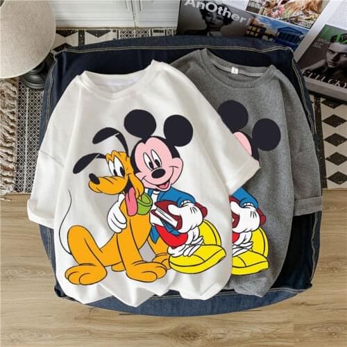 Disney ladies T-shirt Pluto and Mickey Mouse cartoon print T-shirt summer short-sleeved casual round neck loose woman T-shirt