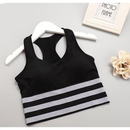 Women Striped Stitching Camisoles With Chest Pad Beauty Back Seamless Tank Tops Underwear