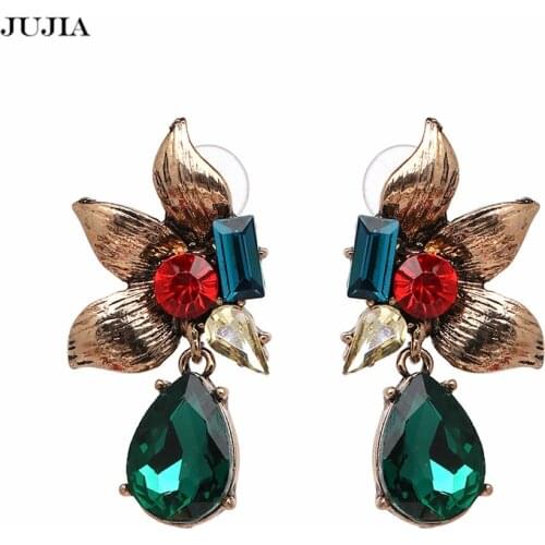 Wholesale New Multi Colors Pendant Earrings Alloy Crystal Water Drop Dangle Earrings For Women Fashion Jewelry 2020